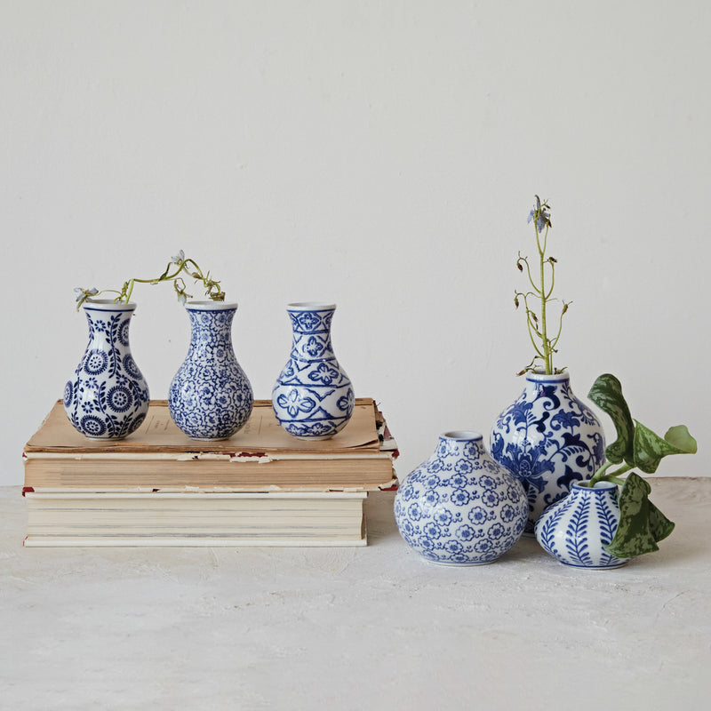 Hand-Stamped Stoneware Vases