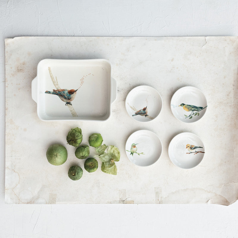 Stoneware Dish w/ Bird on Branch