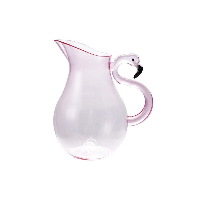 Acrylic Pitcher with Flamingo Handle, Pink & Black