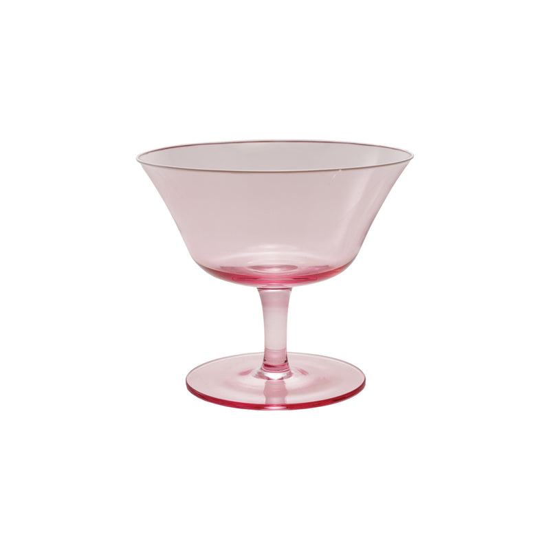 Stemmed Coupe Glass with White Rim, Pink