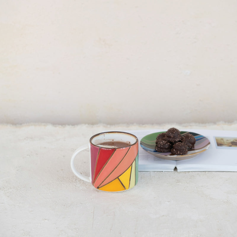 Multi Colored Rainbow Stoneware Mug