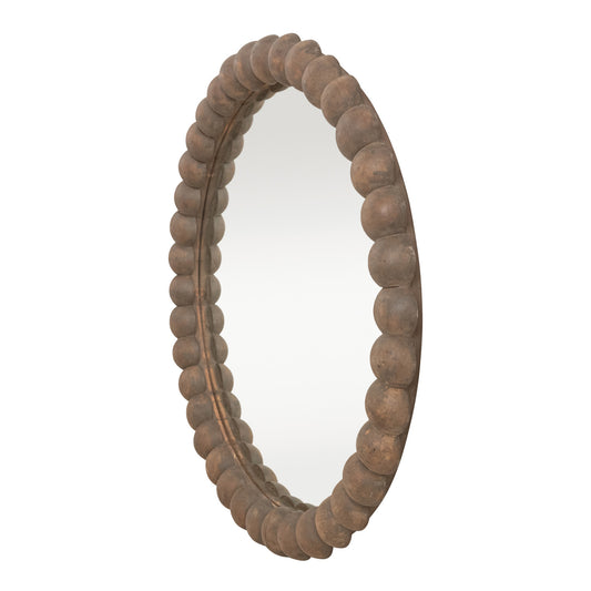 Round Reclaimed Wood Bobbin Framed Wall Mirror