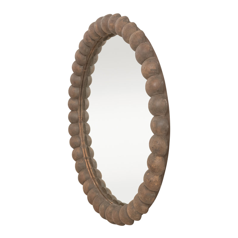 Round Reclaimed Wood Bobbin Framed Wall Mirror