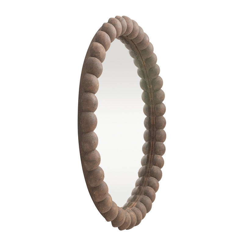 Round Reclaimed Wood Bobbin Framed Wall Mirror