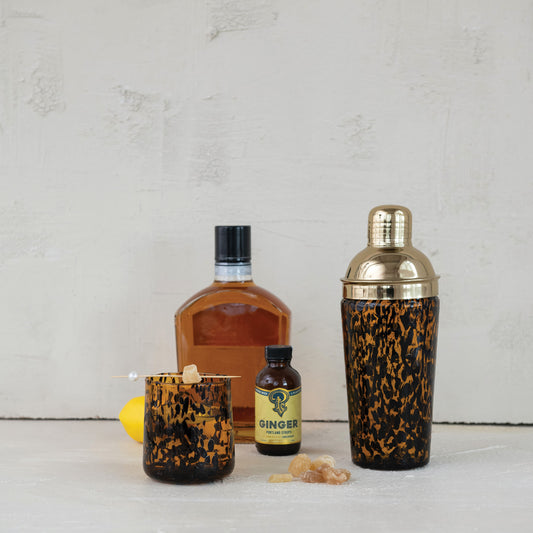 Tortoise Confetti Drinking Glass