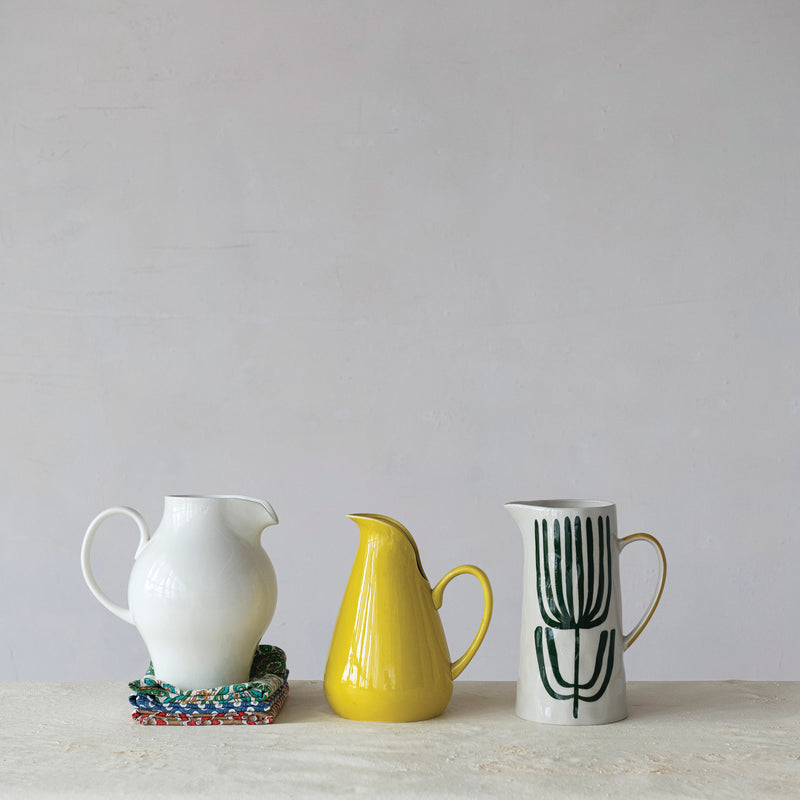 Stoneware Vintage Reproduction Pitcher, White