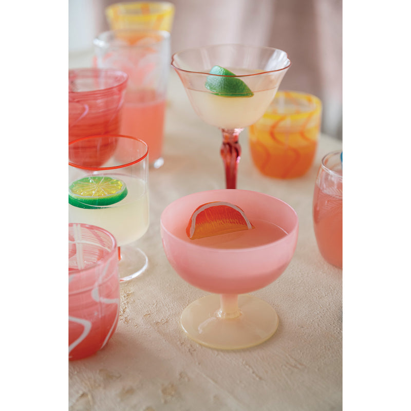 Two-Tone Stemmed Wine Glass, Pink & Cream Color