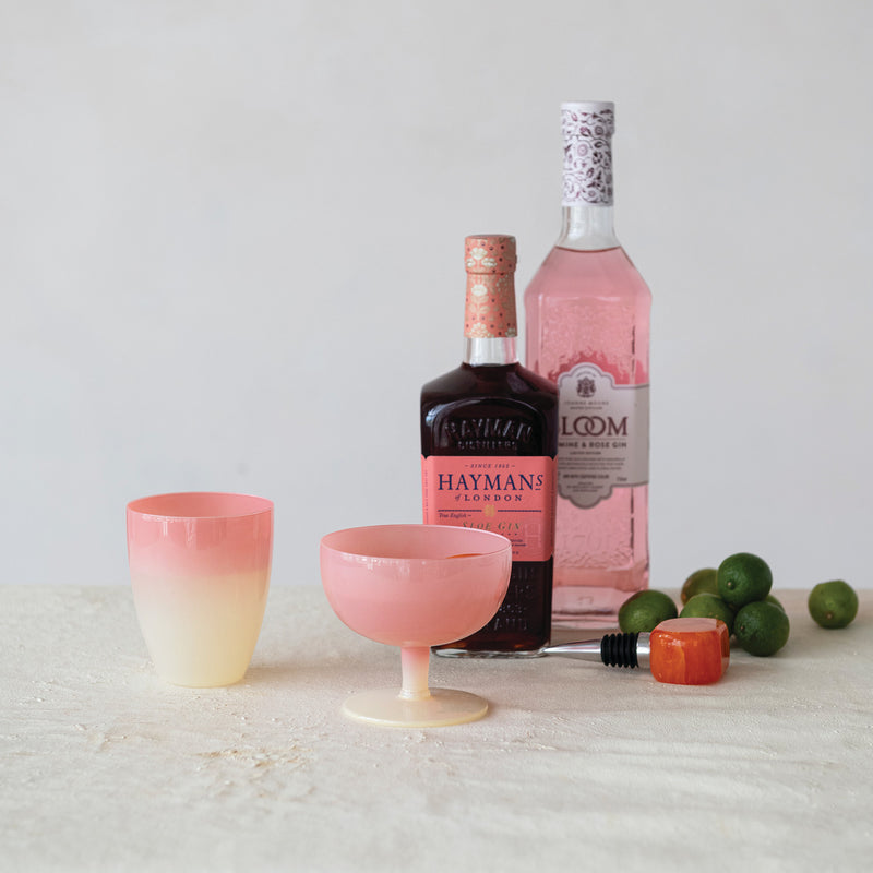 Two-Tone Stemmed Wine Glass, Pink & Cream Color