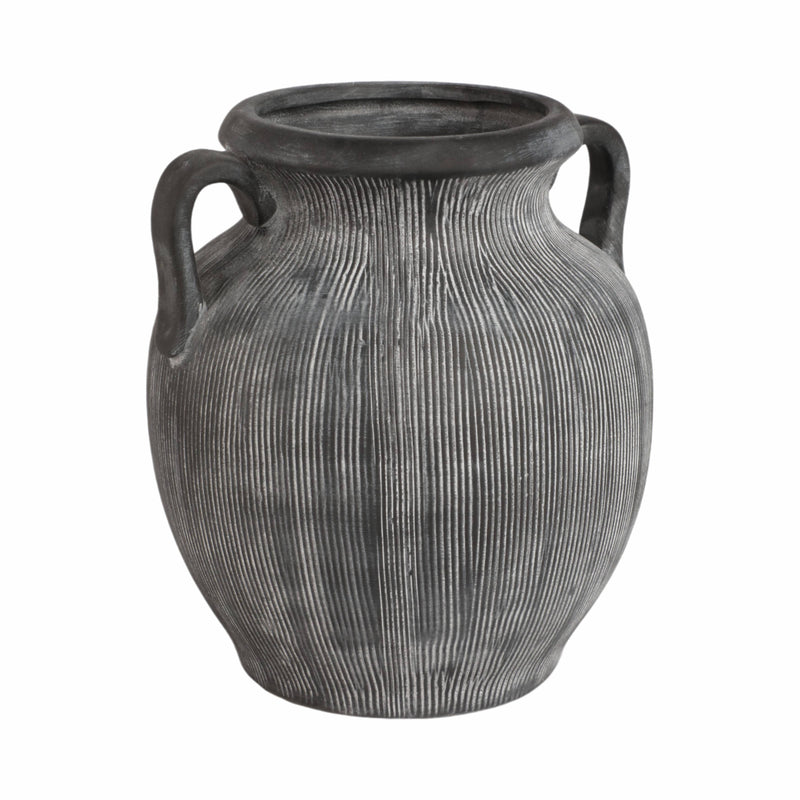 Black Ceramic Ribbed Weathered Handle