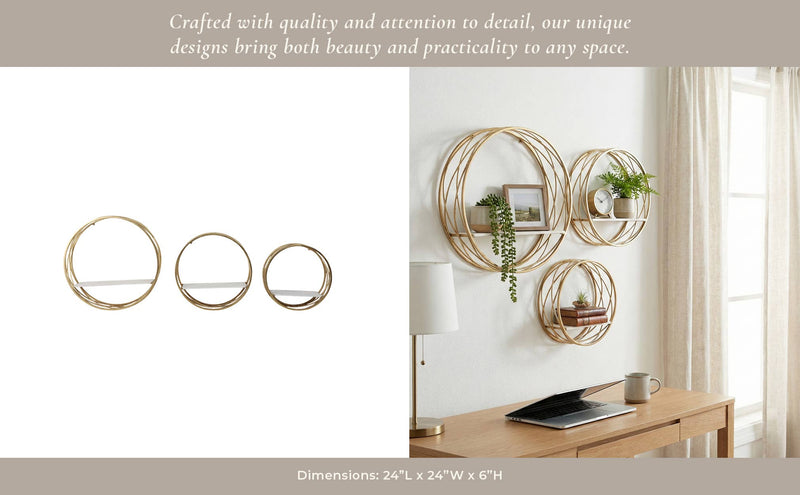 Wall Shelves Set of 3 - White Frame