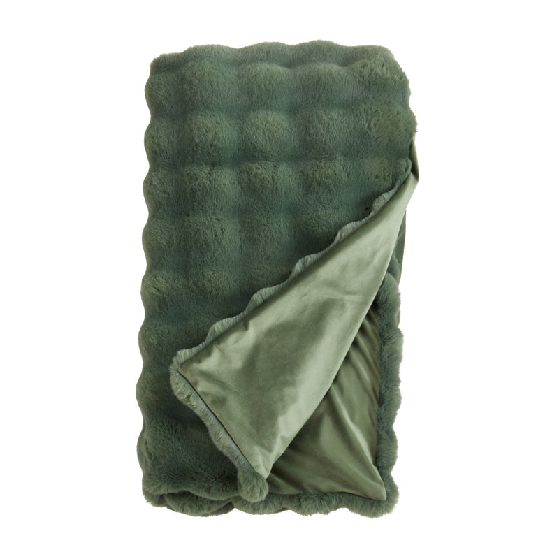 Soft Bubble Faux Fur Throw: Sage / 50"x60"