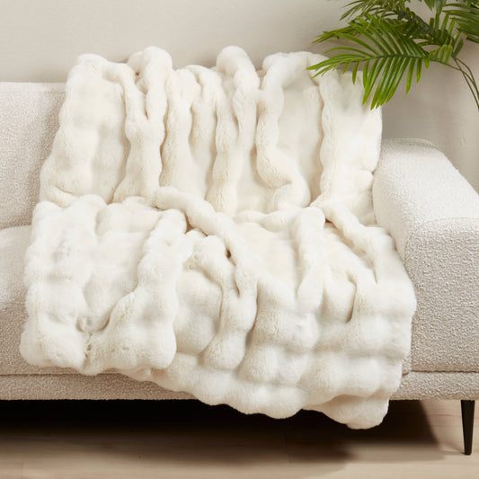 Soft Bubble Faux Fur Throw: Sage / 50"x60"
