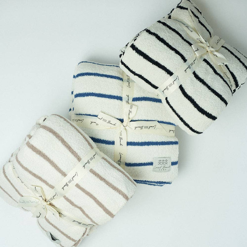 Striped Luxe Home Blanket: Black/Cream