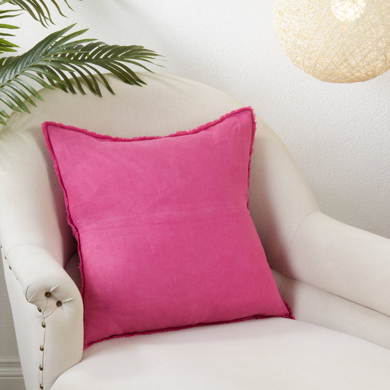 Fringed Linen Pillow – Down Filled: Blue-Grey / 20"