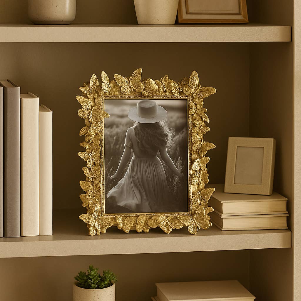 Gold Polyresin Butterfly in Bloom  5x7 Frame