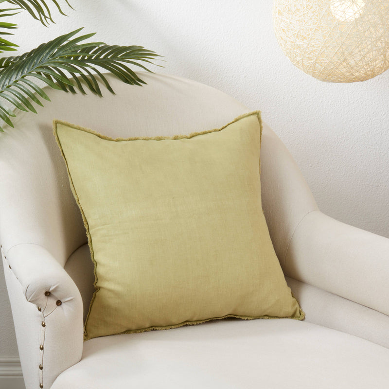 Fringed Linen Pillow – Down Filled: Ivory / 20"