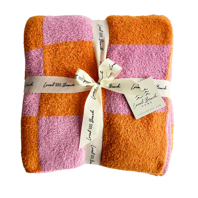 Checker Luxe Home Blanket: Black/Cream