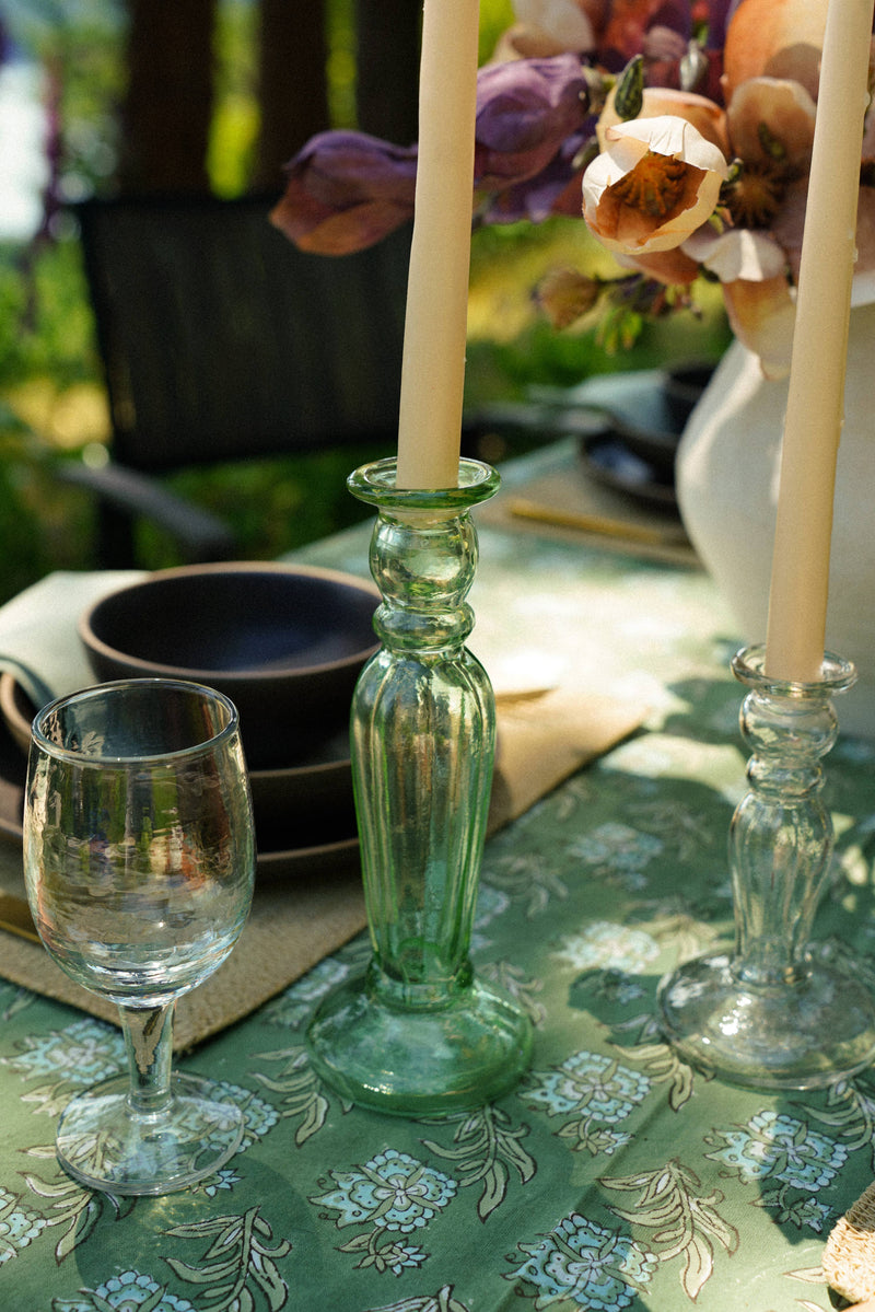 Vero Glass Candlestick, Green