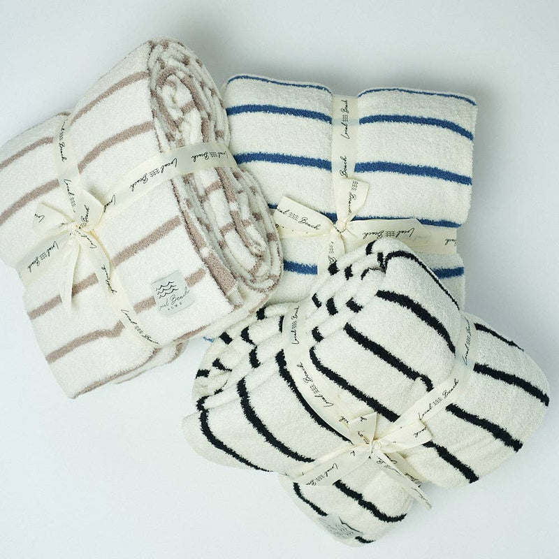 Striped Luxe Home Blanket: Black/Cream