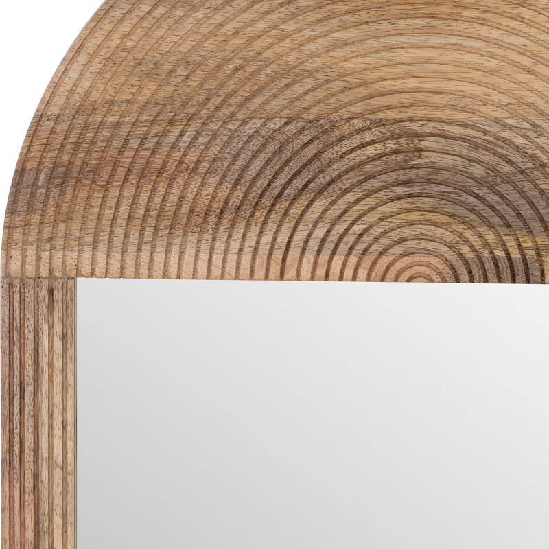 Brown Wood Glass Arched Oval Hanging Wall Mirror