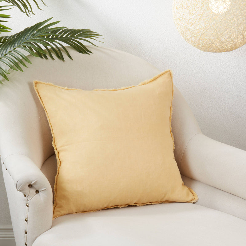 Fringed Linen Pillow – Down Filled: Blue-Grey / 20"