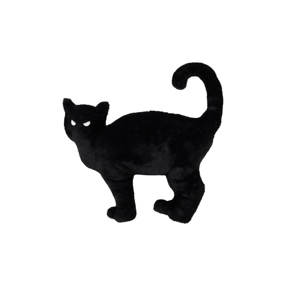 Faux Fur Cat Shaped Pillow, Black