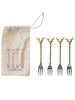 Stainless Steel and Brass Forks, Set of 4 Greenhouse Home