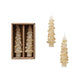 Unscented Tree Shaped Taper Candles w/ Gold Tips in Box, Eggnog Color, Set of 2