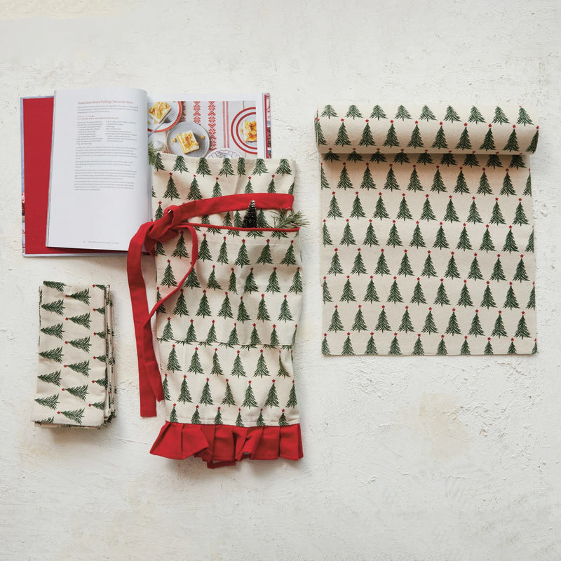 Christmas Tree Stonewashed Cotton Table Napkins