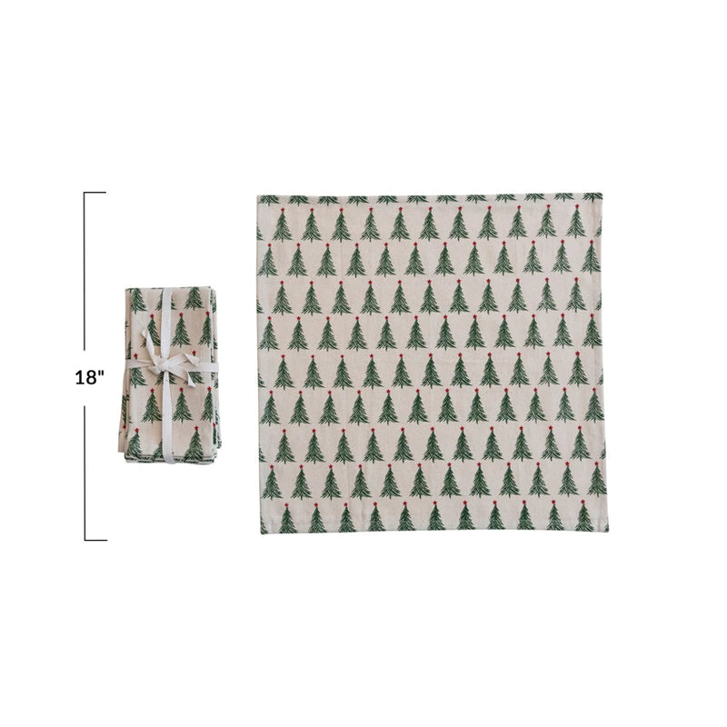 Christmas Tree Stonewashed Cotton Table Napkins