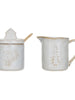 Stoneware Creamer & Sugar Pot w/ Spoon Greenhouse Home