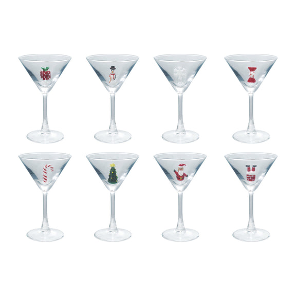 4 oz. Martini Glass with Hand-Blown Holiday Figure, 8 Styles