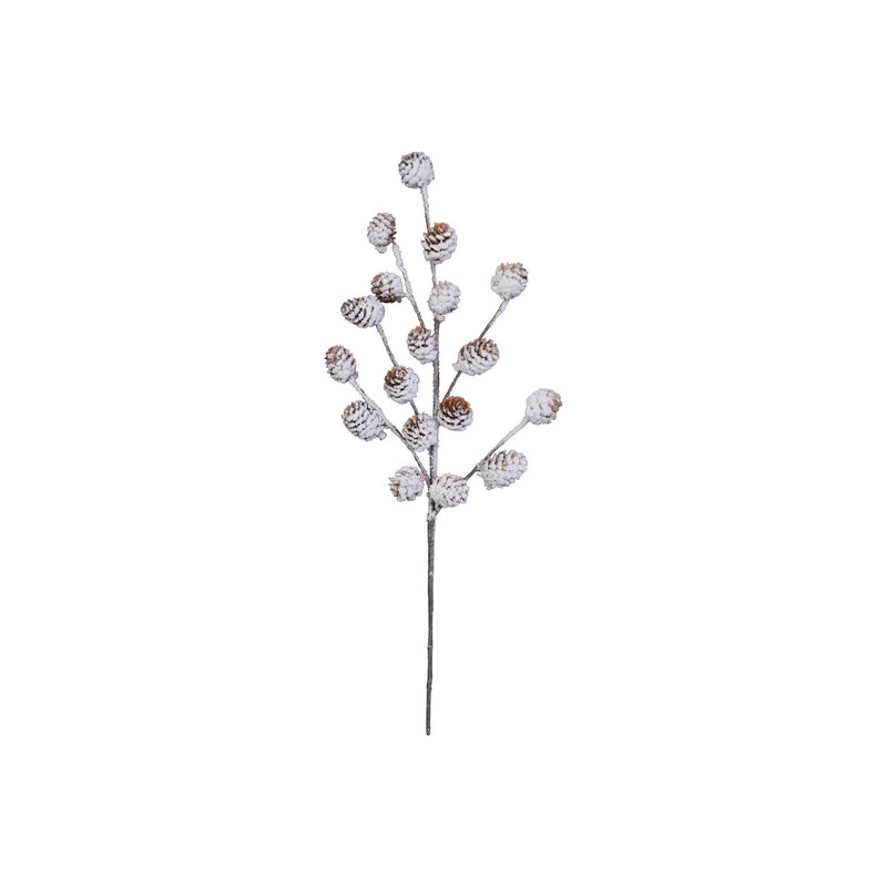 18-1/2"H Natural Pinecone Stem, Snow Finish