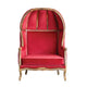 Velvet Upholstered Balloon Chair with Hand-Carved Mango Wood Frame