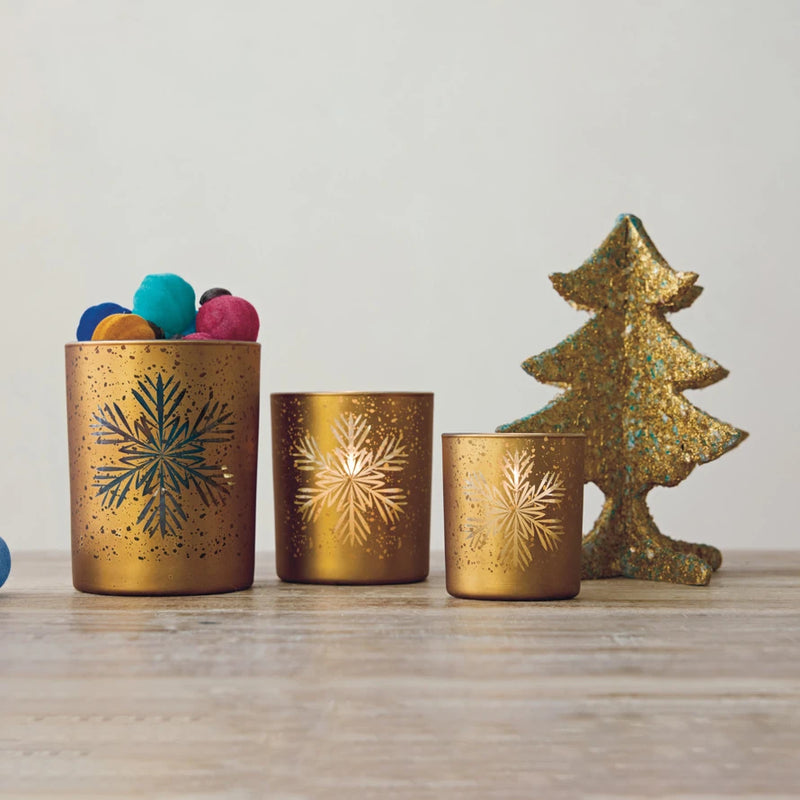 Votive with Laser Etched Snowflake