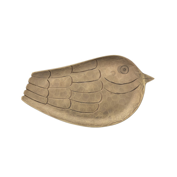 Hand-Forged Metal Bird Shaped Tray, Antique Gold Finish