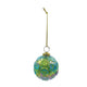 Hand-Blown Embossed Glass Ball Ornament with Pattern, Green