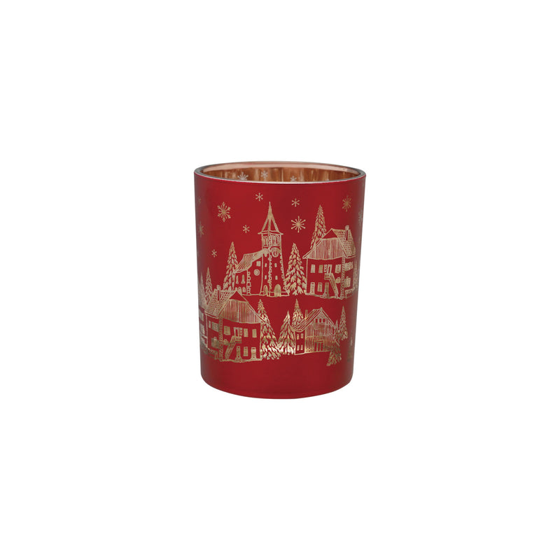 Mercruy Glass Tealight Votive Holder with Laser Etched Scene