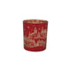 Glass Tealight/Votive Holder with Laser Etched Scene, Red & Gold Finish
