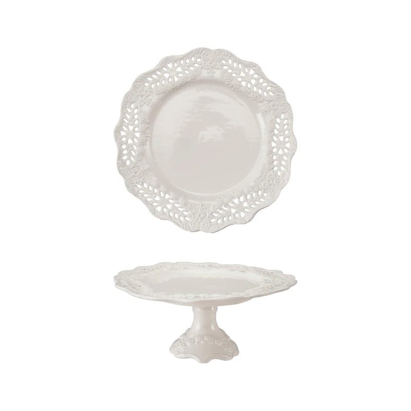 Scalloped Pedestal with Pierced Lace Pattern