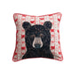 18" Square Cotton Chambray Printed Pillow with Embroidery, Applique & Piping ©
