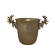 Cast Aluminum Ice Bucket/Bottle Cooler with Reindeer Head Shaped Handles, Gold Finish