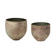 Metal Planters, Tarnished Silver Finish, Set of 2 (Holds 5" & 4" Pots)