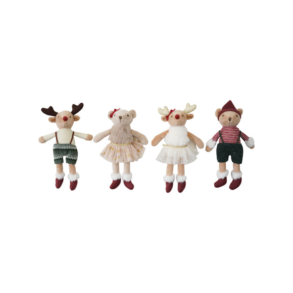 Plush Reindeer/Bear in Clothes, 4 Styles