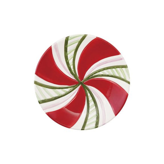 Hand-Painted Ceramic Candy Striped Plate ©