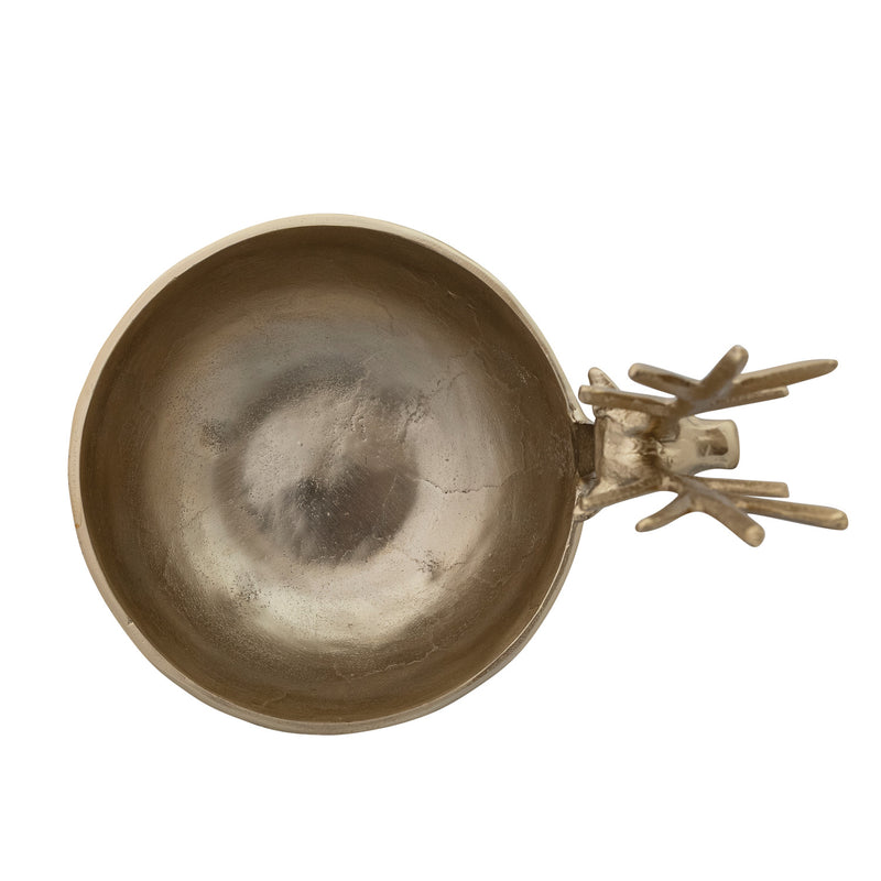 Cast Aluminum Deer Shaped Bowl, Gold Finish