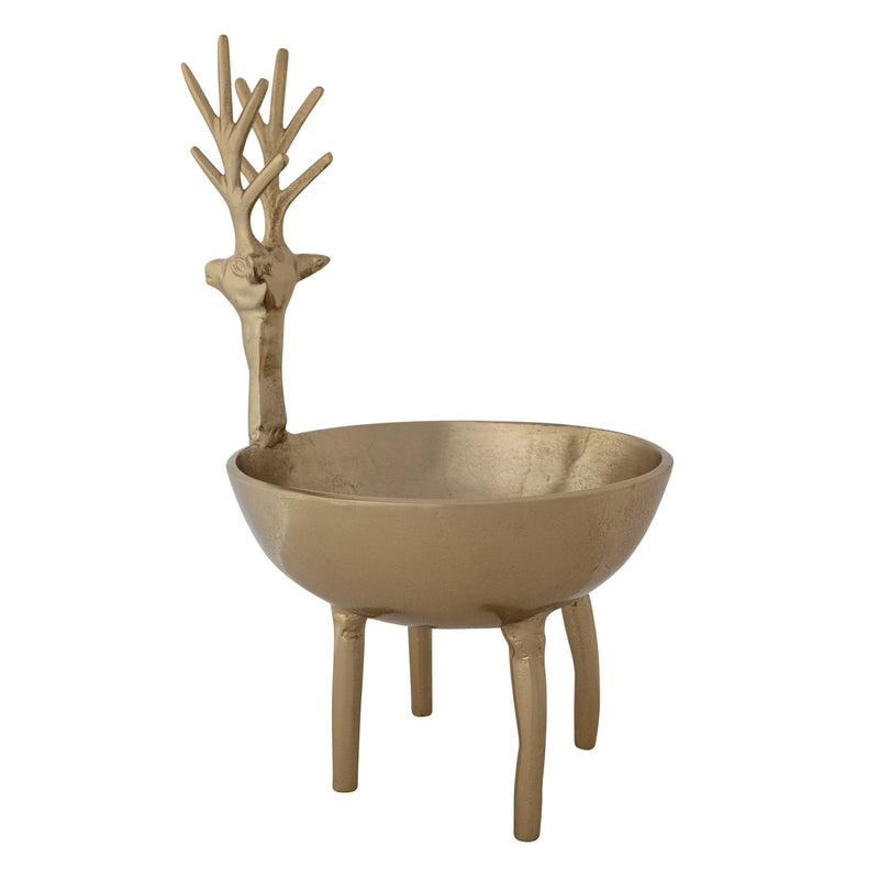 Cast Aluminum Deer Shaped Bowl, Gold Finish