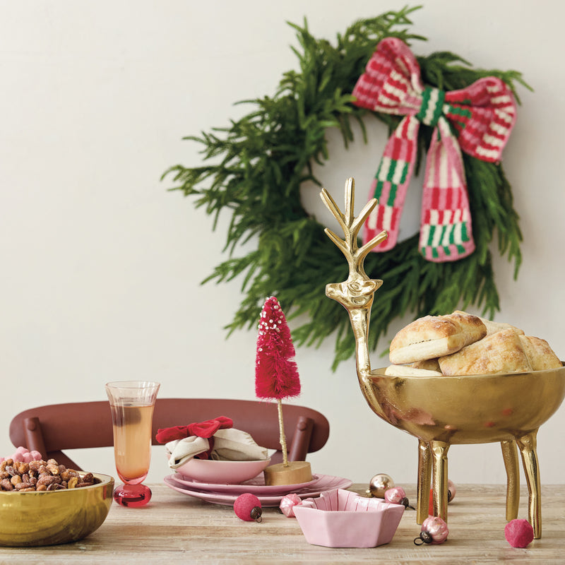 Cast Aluminum Deer Shaped Bowl, Gold Finish