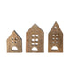 Mango Wood Houses with Black Edges, Natural, Set of 3
