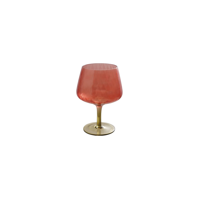 14 oz. Ribbed Stemmed Wine Glass, Red & Olive Green